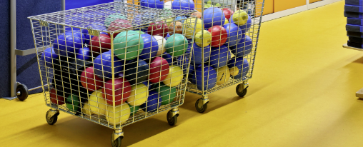 Ballwagen für die sichere und geordnete Aufbewahrung verschiedener Sportbälle in Sporthallen und Vereinen