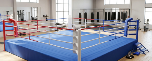 Boxring online kaufen bei Kübler Sport Professioneller Boxring mit Ringseilen und gepolsterten Ecken für Kampfsporttraining in der Sporthalle