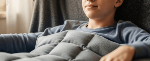 Sanddecken Therapie im Einsatz im Therapiebereich zur F&ouml;rderung von K&ouml;rperwahrnehmung und Entspannung