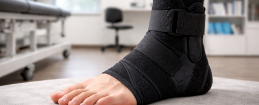 Bandage zur Stabilisierung des Sprunggelenks f&uuml;r Therapie und Rehabilitation