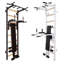 BenchK® Sprossenwand 223 mit Klimmzugstange, Dip-Bügel & Trainingsbank