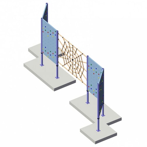 Kübler Sport® Outdoor Boulderwand aus Polymerbeton mit Kletternetz