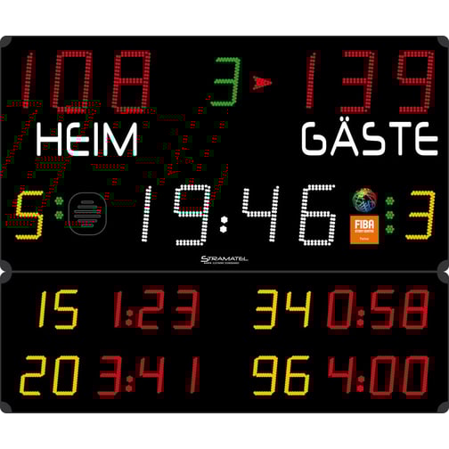 Stramatel® Anzeigetafel Multisport Pro Indoor, zwei Module