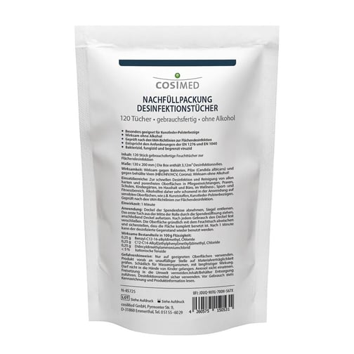 cosiMed® Desinfektionstücher Nachfüllpackung für Spenderdose, 120 Stück