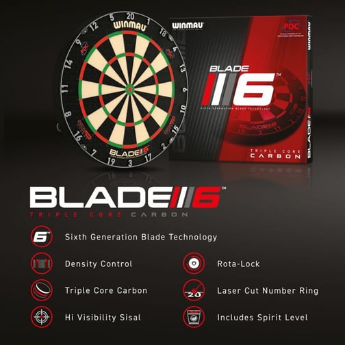 WINMAU® Dartscheibe Blade 6 Triple Core Carbon PDC