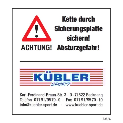 Aufkleber - Kette durch Sicherungsplatte sichern
