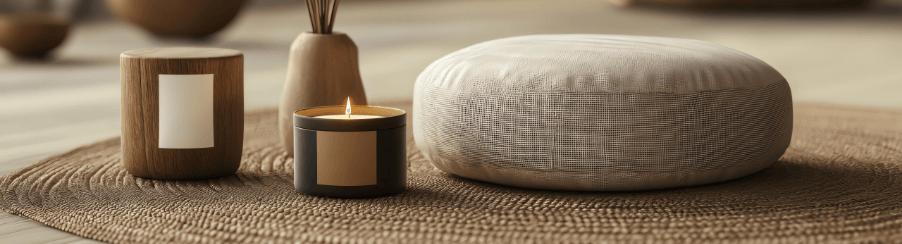 Rundes Meditationskissen für eine aufrechte und bequeme Sitzhaltung beim Meditieren.