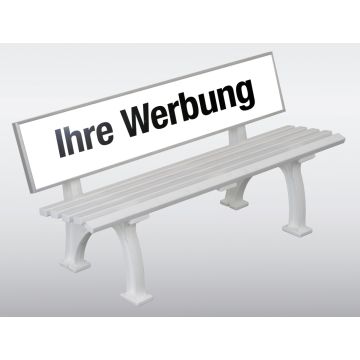 Werbebank Freiburg mit bedruckbarer GFK Lehne