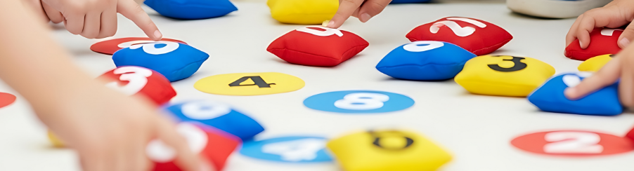 Farbenfrohe Bohnensäckchen für den Einsatz im Therapiebedarf, ideal für motorisches Training und Wahrnehmungsförderung