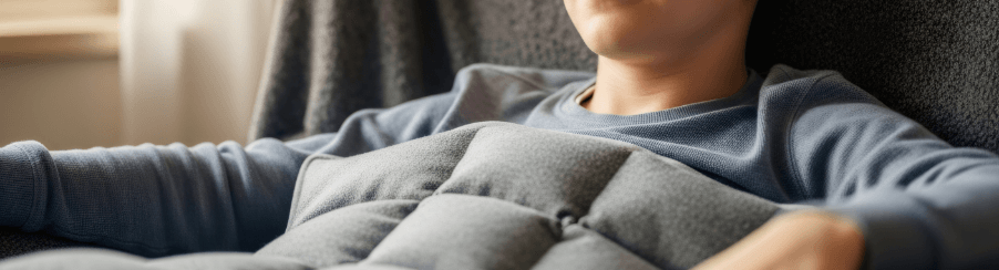 Sanddecken Therapie im Einsatz im Therapiebereich zur Förderung von Körperwahrnehmung und Entspannung