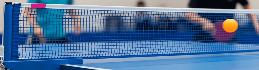 Tischtennisnetz auf einem Tischtennistisch, geeignet für Training und Wettkampf im Racketsport
